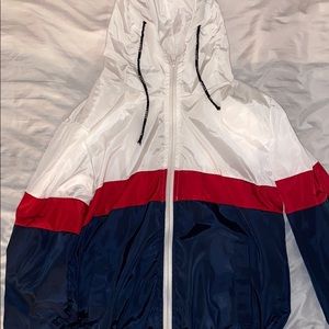 White, Red, & Blue sport windbreaker jacket